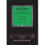 ARCHES AQUARELLE  Cold Pressed 12 SHEETS 300G 100% COTON